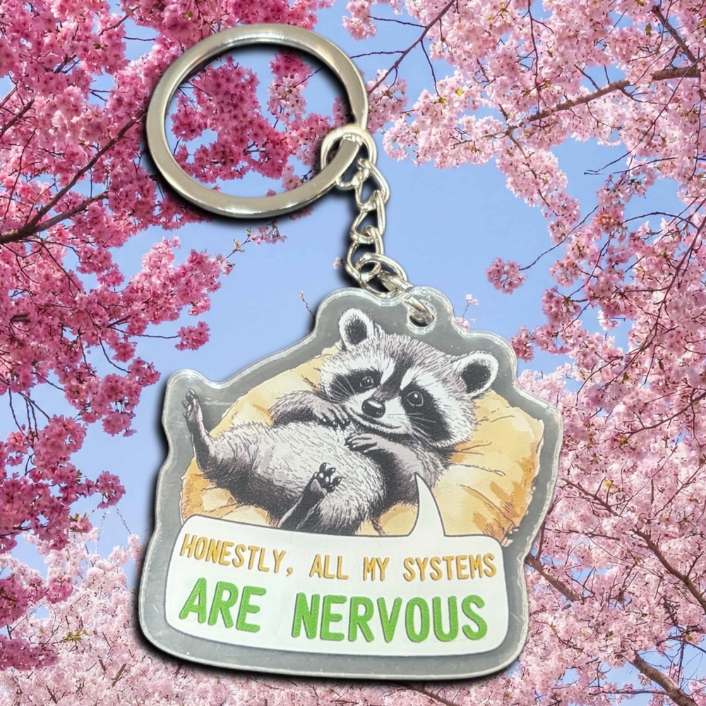 🔥RACCOON EMOTIONAL SUPPORT KEYCHAIN (NERVOUS)
